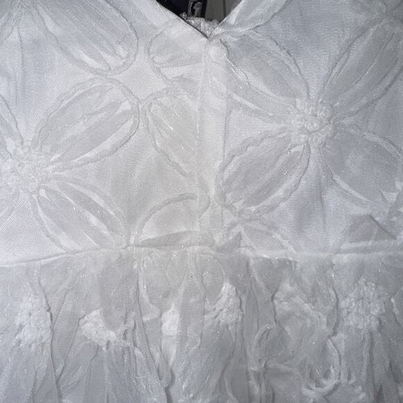 Elegant Lulus Babydoll Midi Ivory Tulle Dress Floral NEW w/Tag Size Large - Picture 3 of 8